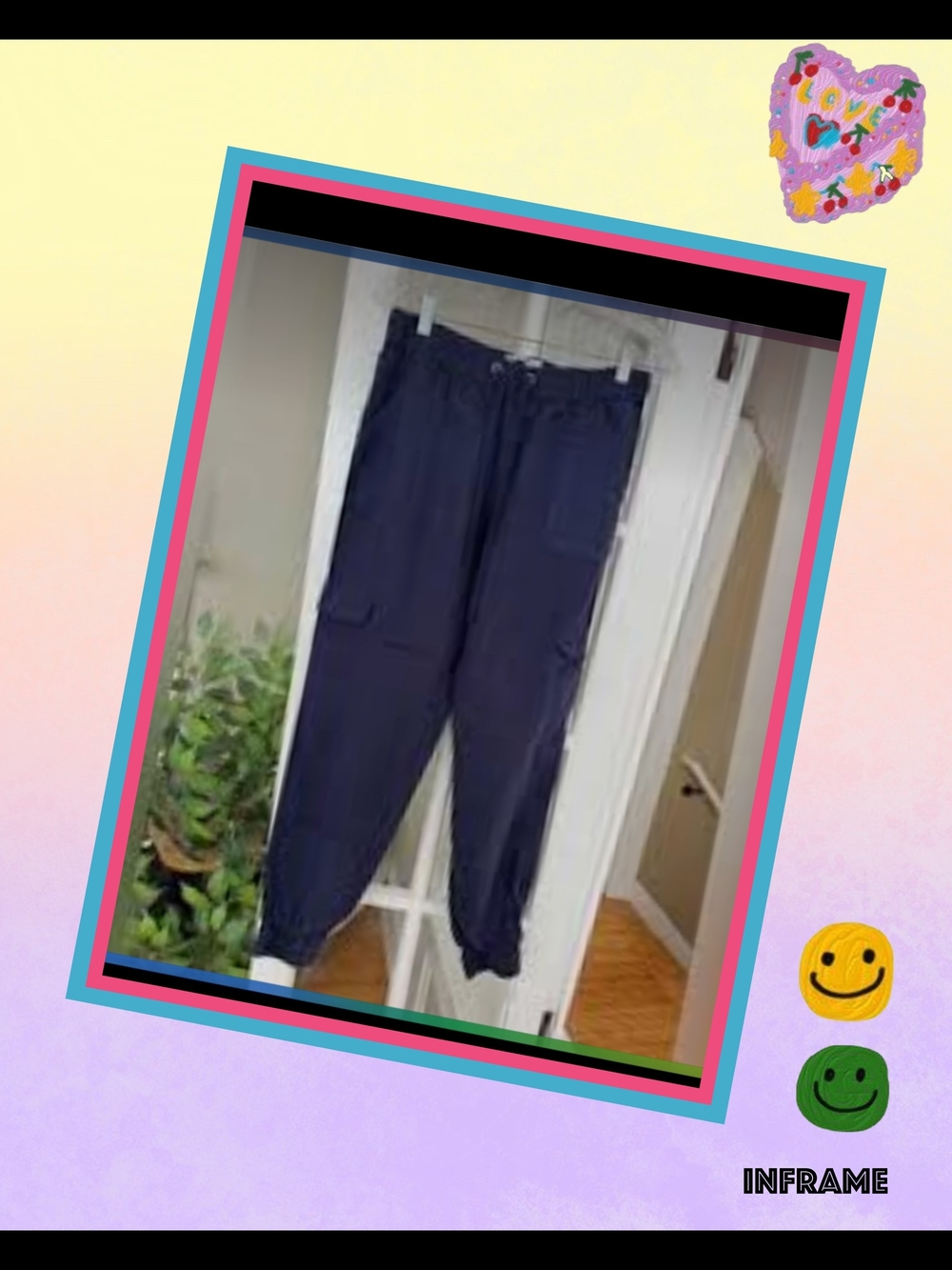 Nicole Miller Navy Blue Linen Jogger Pants Size Xl